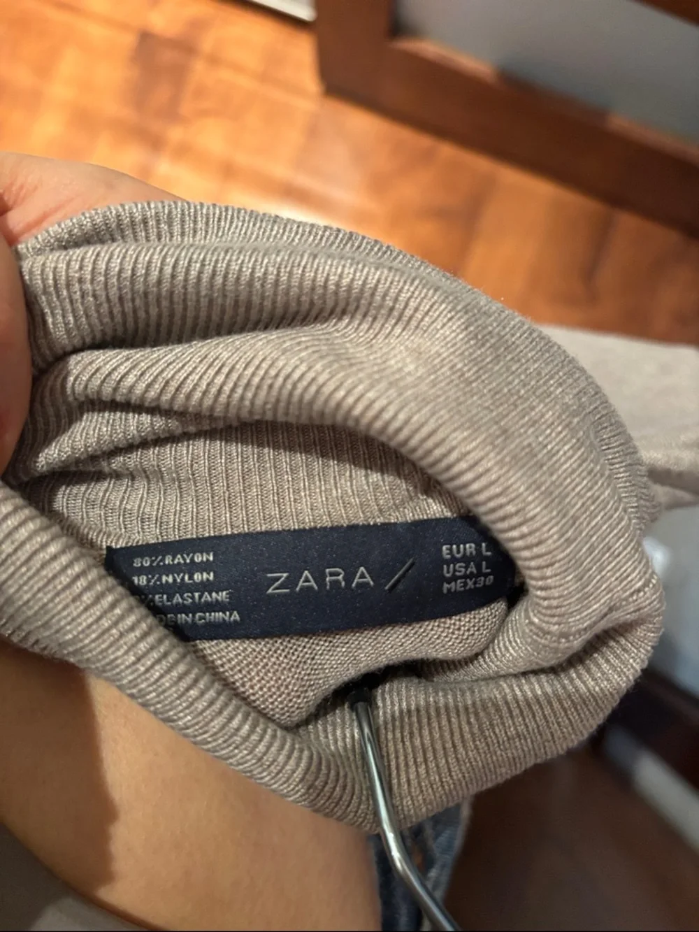 Zara Taupe Turtleneck with Button Cuffs - Picture 3 of 3